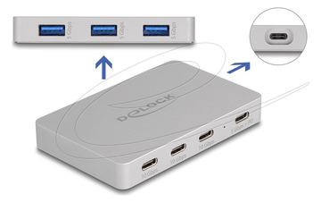 Delock Hub - with Power Delivery 82 Watt - 3 x USB-C 3.2 Gen 2 + 3 x SuperSpeed USB + 1 x USB-C (Spannungsversorgung) von LumaTech