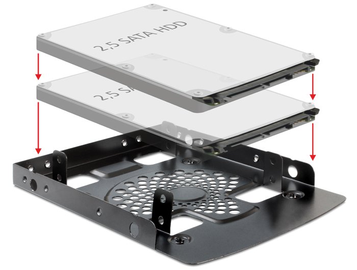 Delock Installation frame 3.5? > 2 x 2.5? HDD - Laufwerksschachtadapter - 3,5 auf 2,5 (8.9 cm to 6.4 cm)