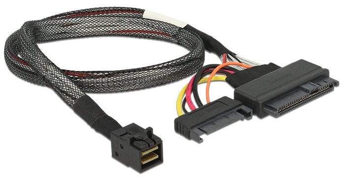 Delock Internes SAS-Kabel - SFF-8643 (M) bis SATA-Stromstecker, U.2 (SFF-8639)