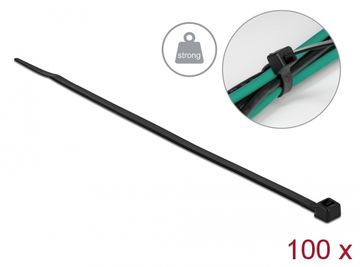 Delock Kabelbinder - hohe Zugfestigkeit - 20 cm - Schwarz (Packung mit 100) von LumaTech