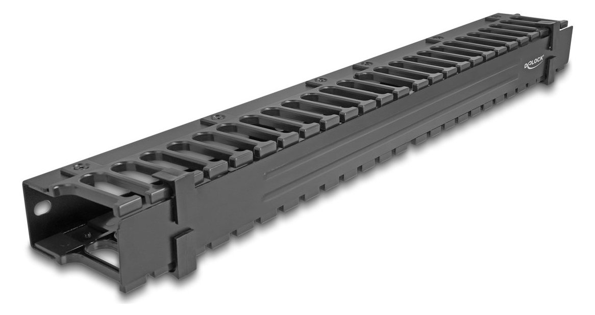 Delock Kabelführungsplatte für Schaltschrank - 3 Öffnungen - Schwarz - 1U - 48.3 cm (19)