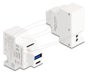 Delock Keystone Modul mit USB Typ-A und Type-C Ladebuchse PD 20 W weiß - Kabel von LumaTech