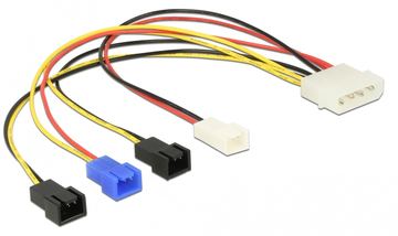 Delock Molex 4 pin > 4 x 2 pin fan (12 V / 7 V / 5 V) - Netzkabel für Lüfter - interne Stromversorgung, 4-polig (M) von LumaTech