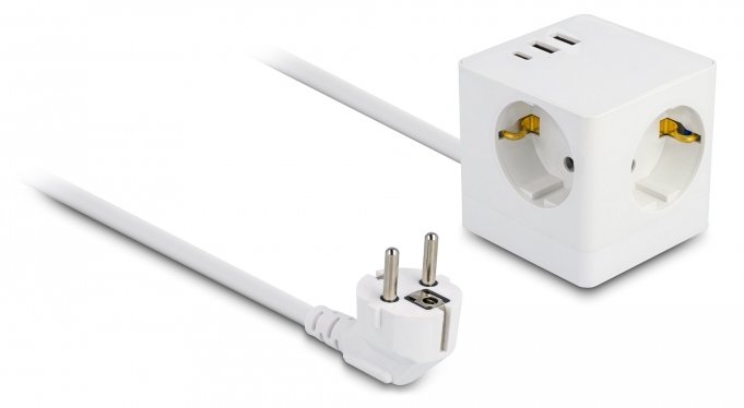 Delock Netzteil - 17 Watt - 3.4 A - 6 Ausgabeanschlussstellen (2 x USB, USB-C, 3 x Stecker CEE 7/3)