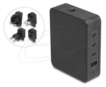 Delock Netzteil - GaN, 3 x USB-C PD 3.1 and 1 x USB-A with 145W power adapter EU/US/UK von LumaTech