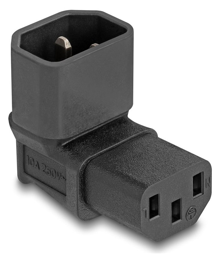 Delock Netzteil - power IEC 60320 C13 zu IEC 60320 C14 - 250 V - 10 A - 90°-Stecker - Schwarz