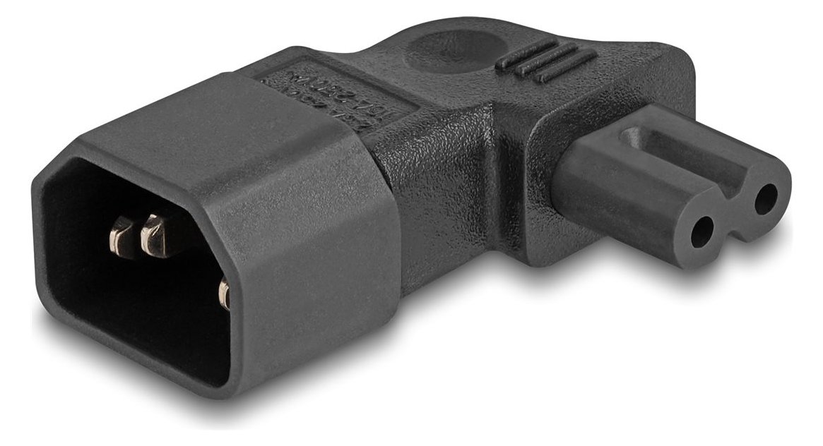Delock Netzteil - power IEC 60320 C7 zu IEC 60320 C14 - 250 V - 2.5 A - 90°-Stecker - Schwarz