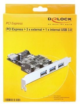 Delock PCI Express Card > 3 x external + 1 x internal USB 3.0 von LumaTech