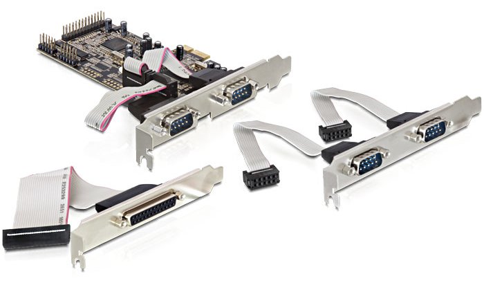 Delock PCI Express card 4 x serial, 1x parallel