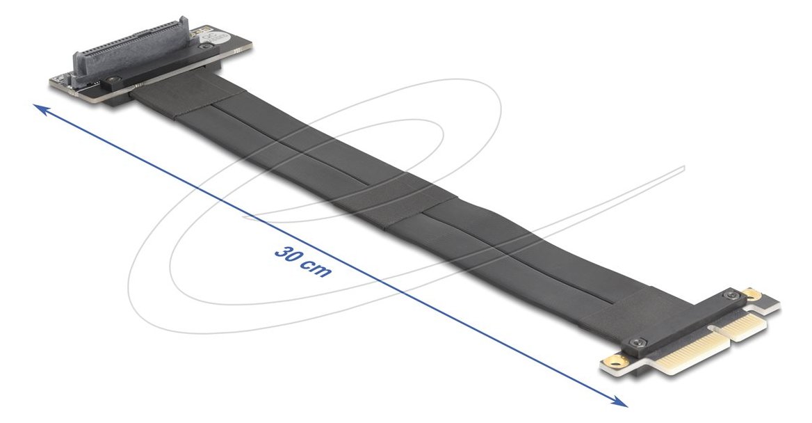 Delock Riser Karte PCI Express 3.0 x4Stecker zu U.2 SFF-8639 SSD Slot 90° gewinkelt mit Kabel 30 cm