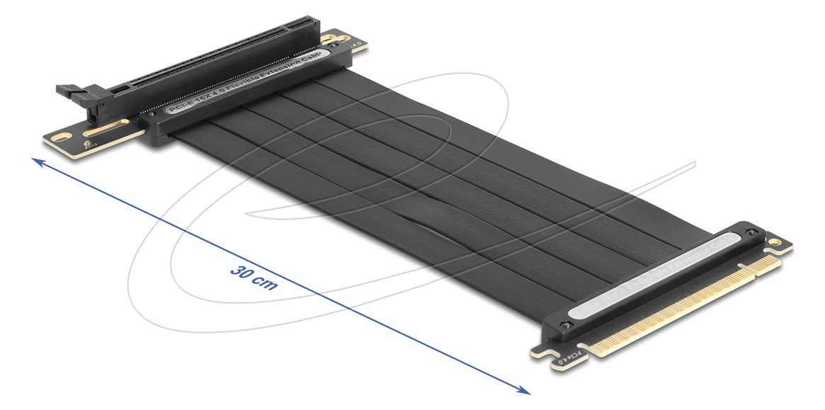 Delock Riser Karte PCI Express 4.0 x16 Stecker zu Slot 90° gewinkelt mit Kabel 30 cm