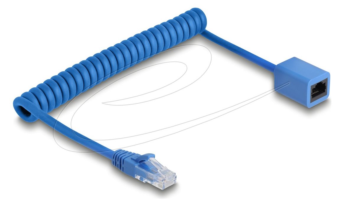 Delock RJ45 Spiralkabel Stecker zu Buchse Cat.6 UTP 0.6 m bis 1.2 blau - Netzwerk - CAT 6