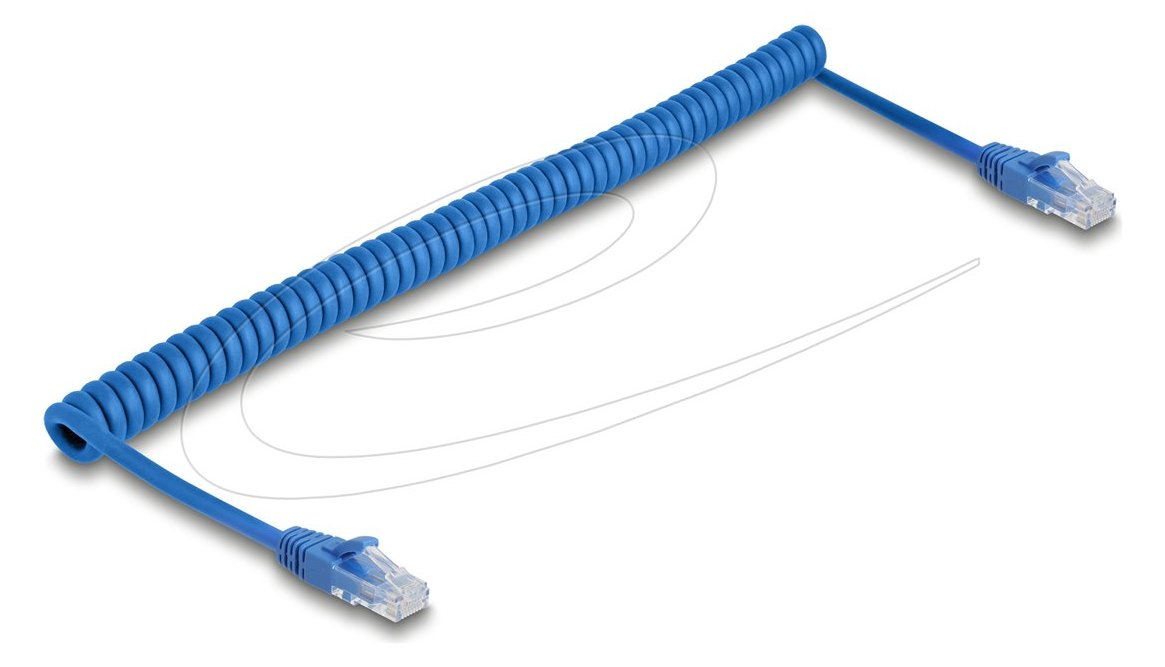 Delock RJ45 Spiralkabel Stecker zu Cat.6 UTP 0.8 m bis 1.8 blau - Netzwerk - CAT 6