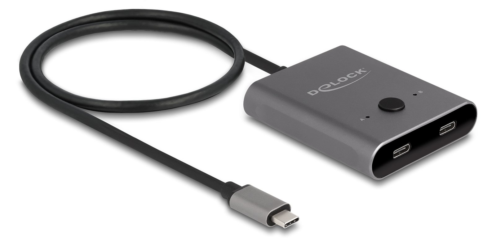 Delock Switch 2 to 1 - Hub - bi-directional, 8K, 10 Gbps - 2 x USB-C (Power Delivery)