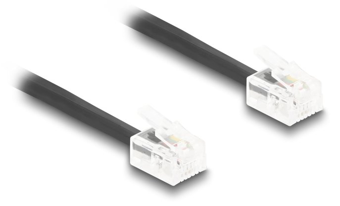 Delock Telefonkabel - RJ-11 (M) zu RJ-11 (M) - 3 m - gewickelt - Schwarz