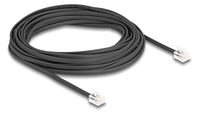 Delock Telefonkabel - RJ-11 (M) zu RJ-11 (M) - 5 m - flach - Schwarz
