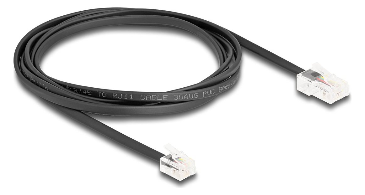 Delock Telefonkabel RJ45 Stecker zu RJ11 schwarz 2 m - Netzwerk - Telefon