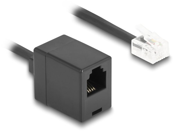Delock Telefonverlängerungskabel - RJ-11 (W) zu RJ-11 (M) - 1 m - gewickelt - Schwarz