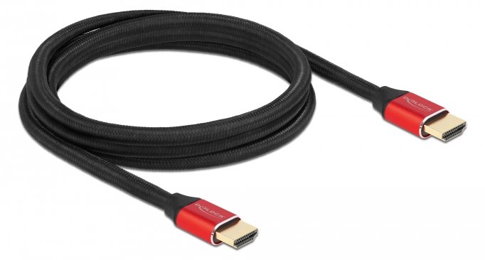 Delock Ultra High Speed - HDMI männlich zu HDMI männlich - 2 m - Dreifachisolierung - Rot - unterstützt 8K 60 Hz