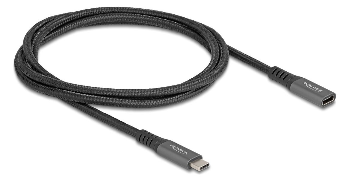 Delock USB 10 Gbps Verlängerungskabel Type-C Stecker zu Buchse PD 3.0 100 W 1 m grau