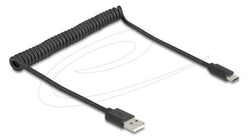 Delock USB 2.0 Spiralkabel Typ-A Stecker zu Type-C 0.45 m bis 0.75 - Digital/Daten von LumaTech