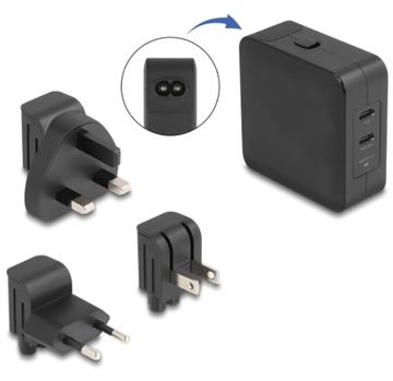 Delock USB GaN Ladegerät 2 x Type-C PD 3.0 mit 65 W inklusive Strom-Adapter für EU US von LumaTech