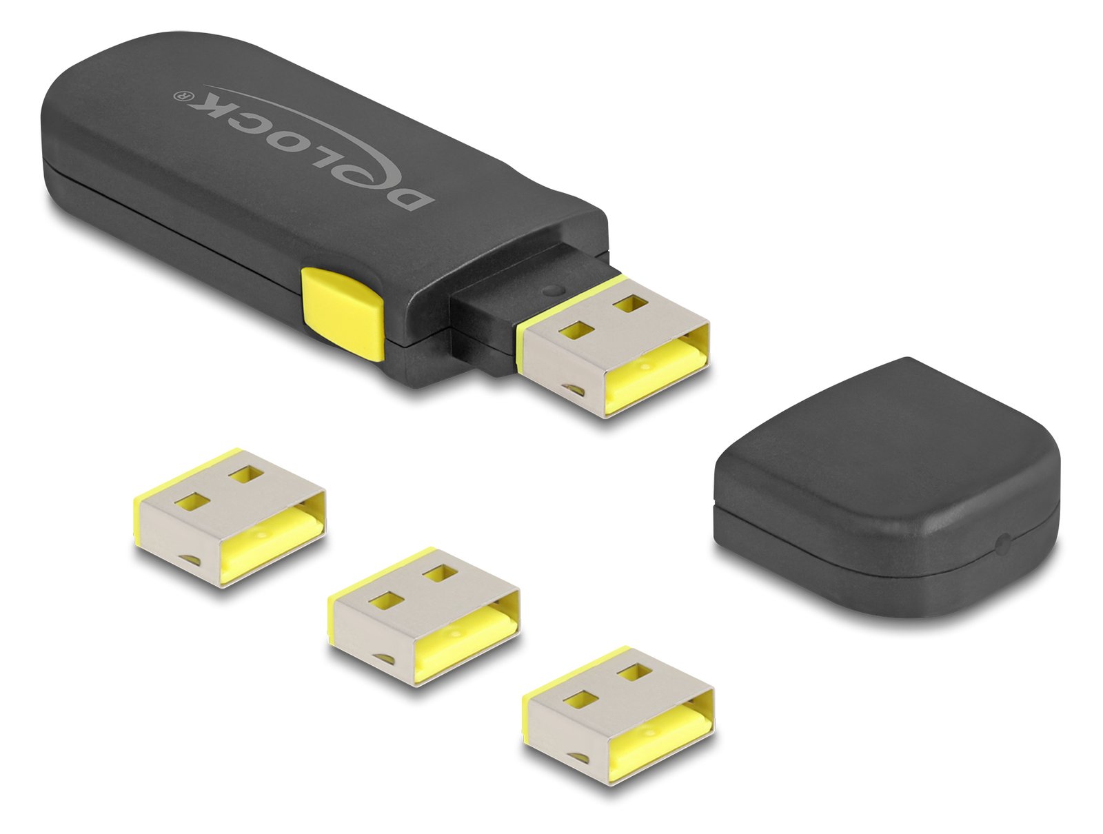 Delock USB Port Blocker Set für Typ-A Buchse 4 Stück+ Verschlusswerkzeug - Kabel-/Adapterset