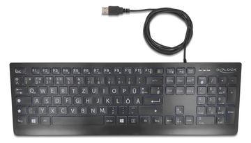 Delock USB Tastatur kabelgebunden 1.5 m schwarz mit XXL Buchstaben und - TL: Deutsch, QWERTZ von LumaTech