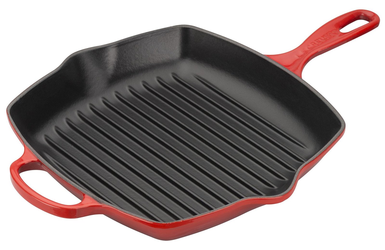 Le Creuset Grillpfanne quadratisch - Grillpfanne - Schwarz - Rot - Eisenguss - Keramik - Induktion - Eisenguss - 260 mm