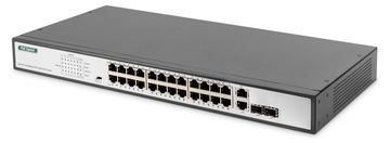 DIGITUS 24-Port Fast Ethernet PoE Switch, 19 Zoll, Unmanaged, 2 Uplinks von LumaTech
