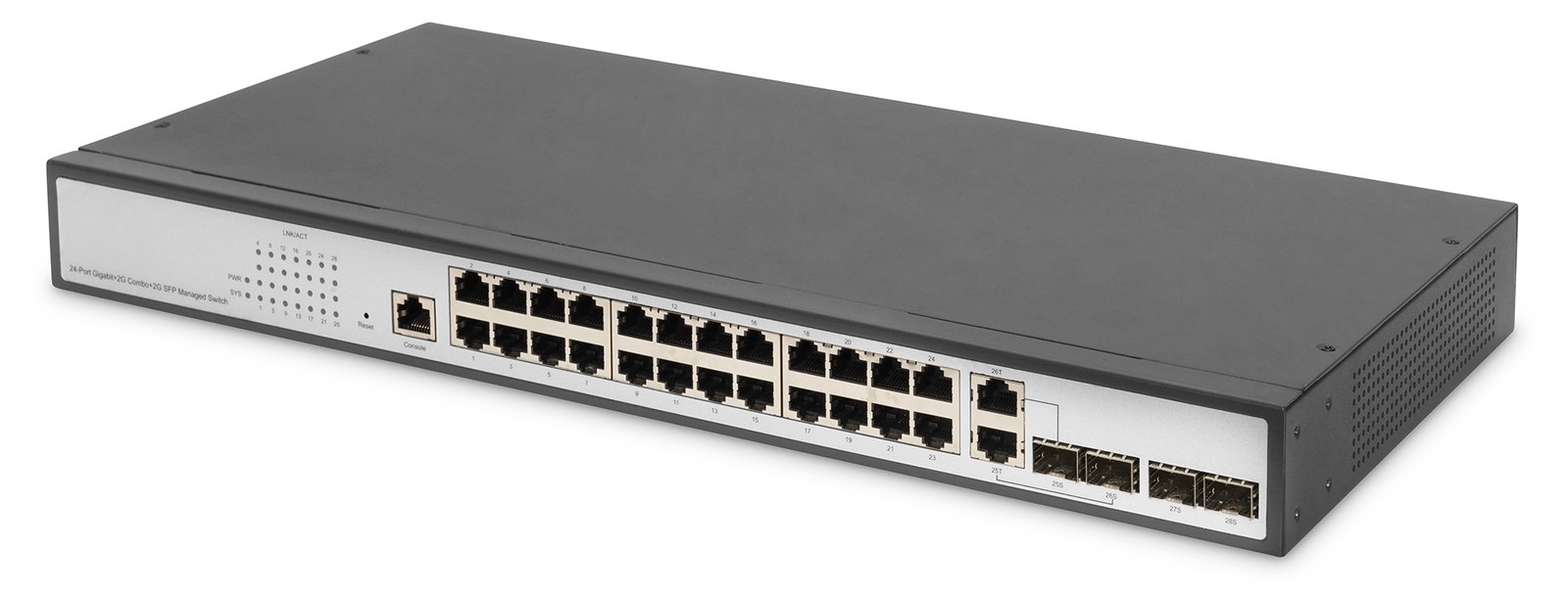 DIGITUS 24-Port Gigabit Switch, 19 Zoll, Managed, 2 Uplinks