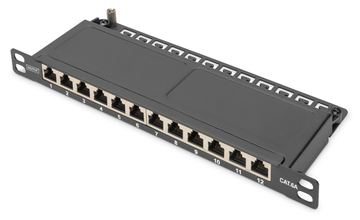 DIGITUS Cat.6A Slim Patch Panel, geschirmt, 12-Port, 0,5 HE, 10, schwarz von LumaTech