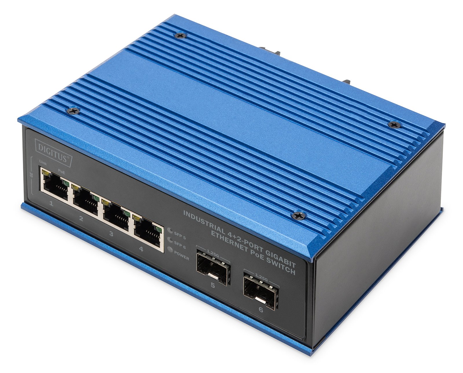 DIGITUS Industrial 4+2-Port Gigabit Ethernet PoE Switch