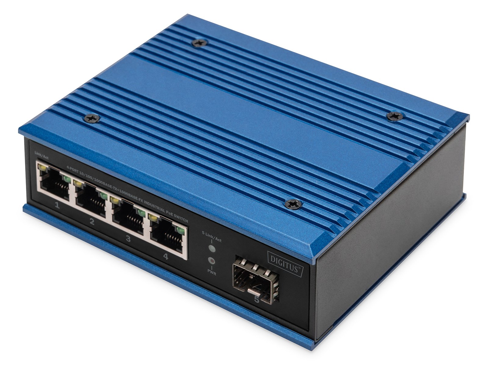 DIGITUS Industrial Ethernet Switch 4-Port 10/100/1000Base-TX DC 48-57V - Switch - 1 Gbps