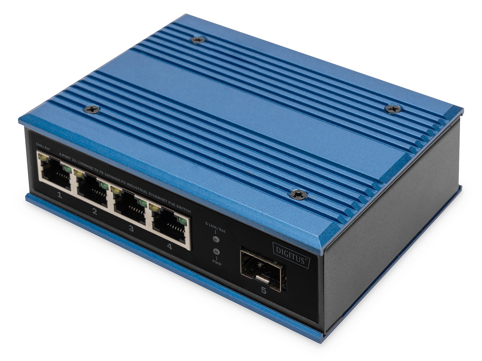 DIGITUS Industrial Ethernet Switch 4-Port 10/100Base-TX DC 48-57V - Switch - 0,1 Gbps