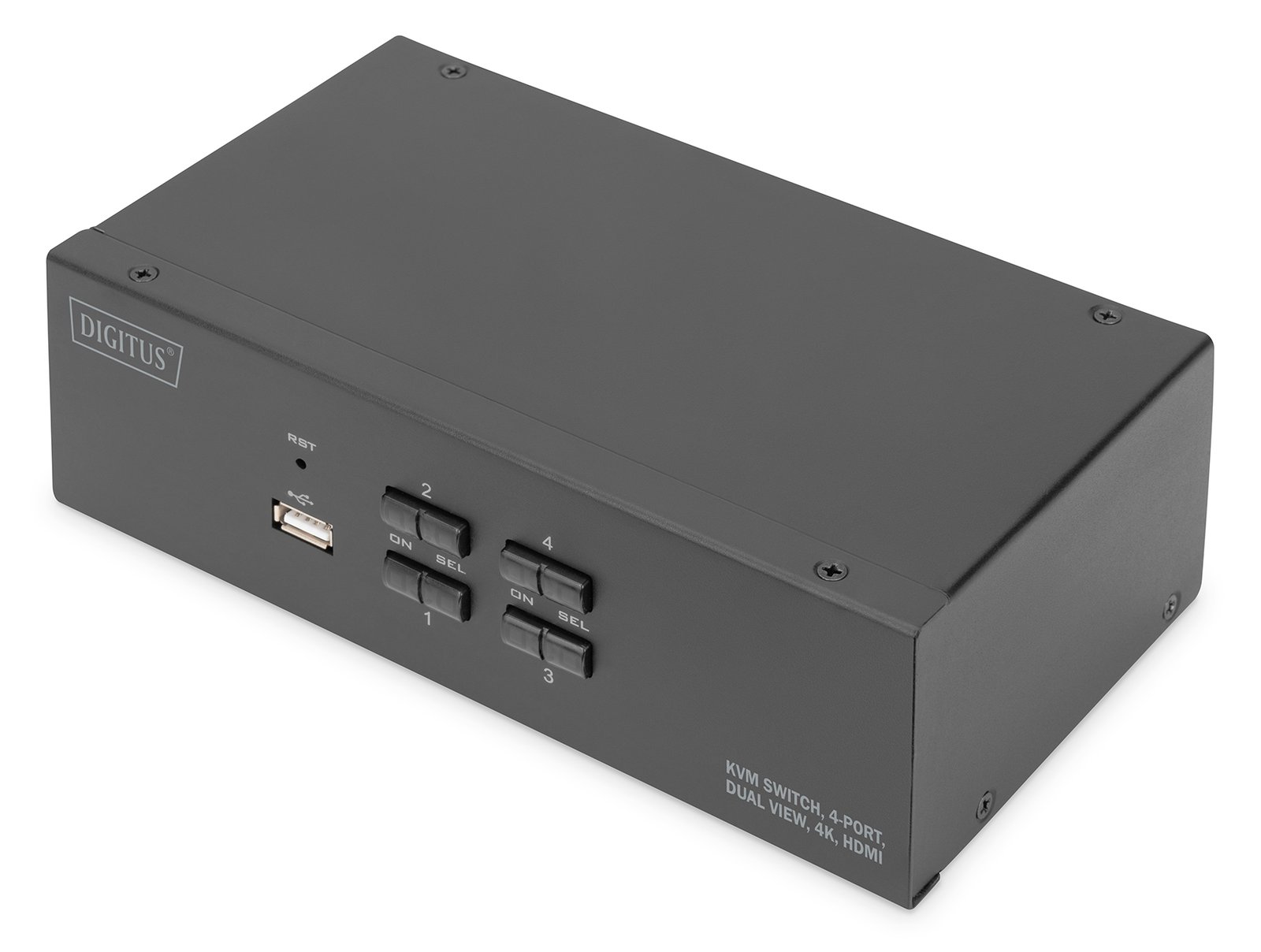 DIGITUS KVM-Switch - 4-Port - Dual-Display - 4K - HDMI® - 3840 x 2160 Pixel - 4K Ultra HD - Schwarz