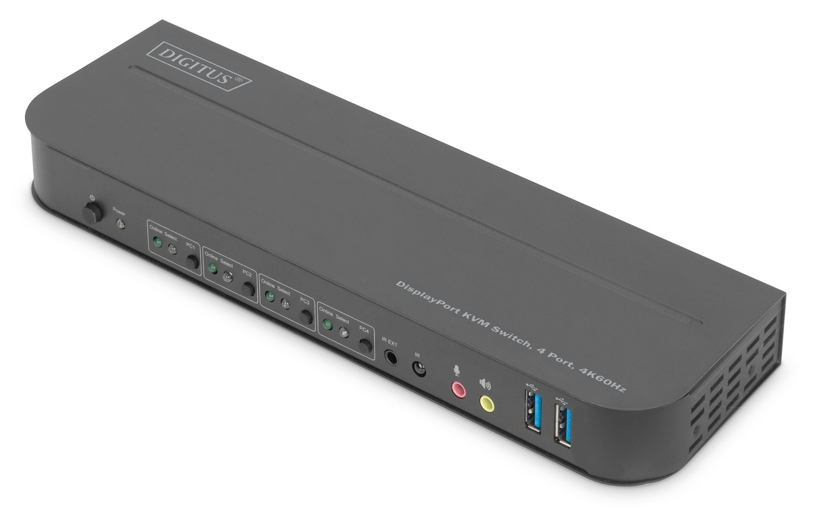 DIGITUS KVM-Switch, 4-Port, 4K60Hz, 4 x DP in, 1 x DP/HDMI out