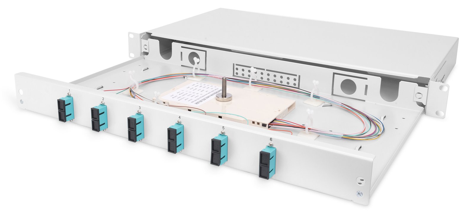DIGITUS LWL-Spleißbox, 1HE, bestückt, 6x SC DX, OM3