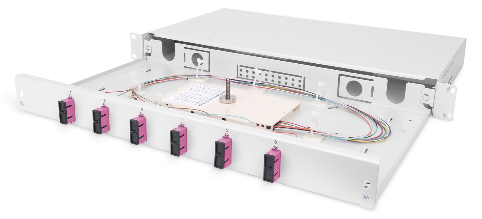 DIGITUS LWL-Spleißbox, 1HE, bestückt, 6x SC DX, OM4