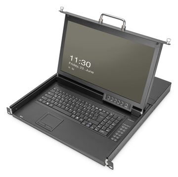 DIGITUS Modulare HD LCD KVM Konsole mit 17 TFT, 8-Port HDMI KVM Anschluss, Touchpad, deutsches Tastaturlayout von LumaTech