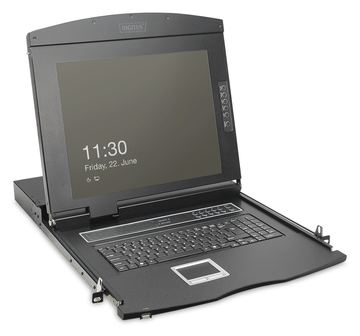 DIGITUS Modulare HD LCD KVM Konsole mit 19 TFT, 16-Port HDMI KVM Anschluss, Touchpad, deutsches Tastaturlayout von LumaTech