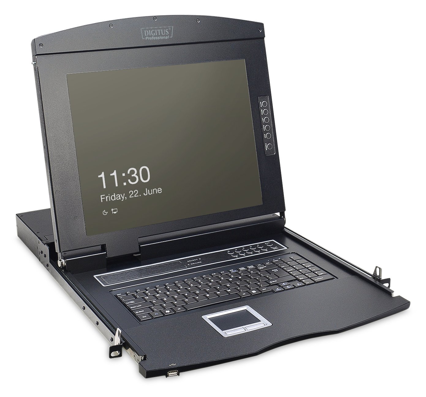DIGITUS Modulare Konsole mit 17 TFT (43,2cm), 8-Port KVM & Touchpad, deutsche Tastatur