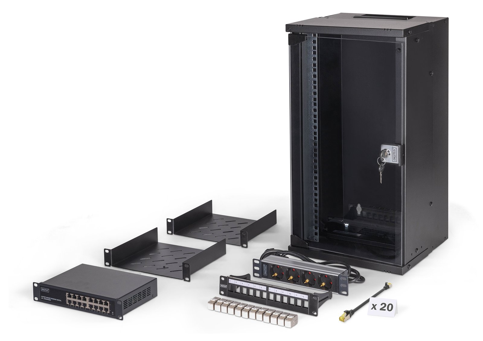 DIGITUS Netzwerk-Set SOHO Pro, 254 mm (10) - 12HE, 315 x 300 mm (B x T)