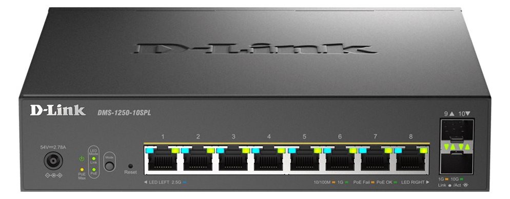 D-Link DMS 1250-10SPL - Switch - L2+ - Smart - 2 x 10/100/1000/2.5G (PoE++)