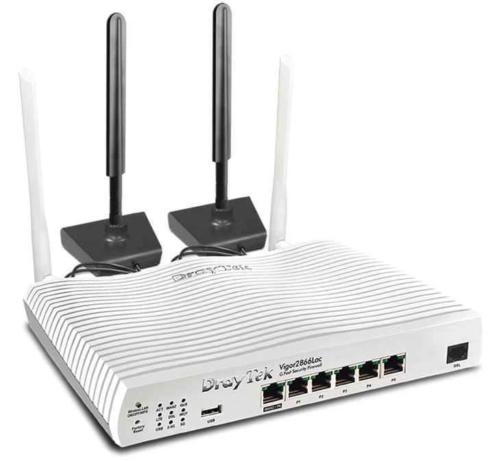 Draytek Vigor 2866L - Wi-Fi 5 (802.11ac) - Dual-Band (2,4 GHz/5 GHz) - Eingebauter Ethernet-Anschluss - 4G - Weiß