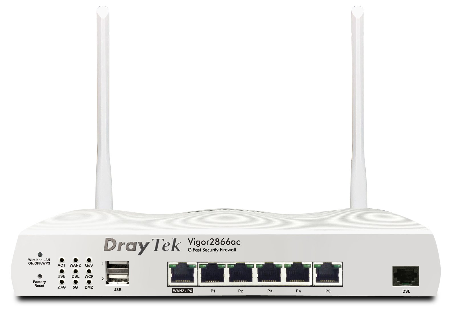 Draytek Vigor 2866Vac - Wi-Fi 5 (802.11ac) - Dual-Band (2,4 GHz/5 GHz) - Eingebauter Ethernet-Anschluss - ADSL - Weiß