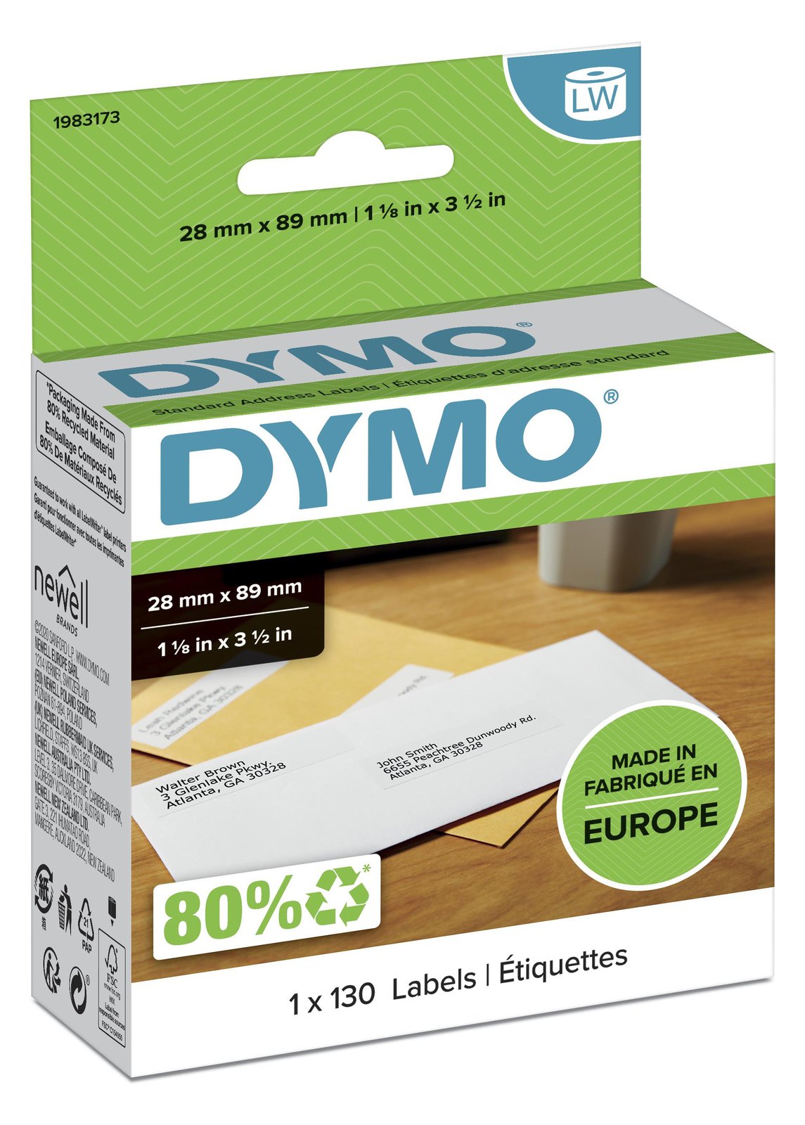 Dymo LabelWriter Standard - Selbstklebend - weiß - 28 x 89 mm 130 Etikett(en) (1 Rolle(n)