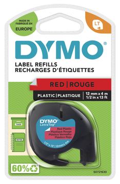 Dymo LetraTAG - Kunststoff - schwarz auf rot - Rolle (1,2 cm x 4 m) von LumaTech