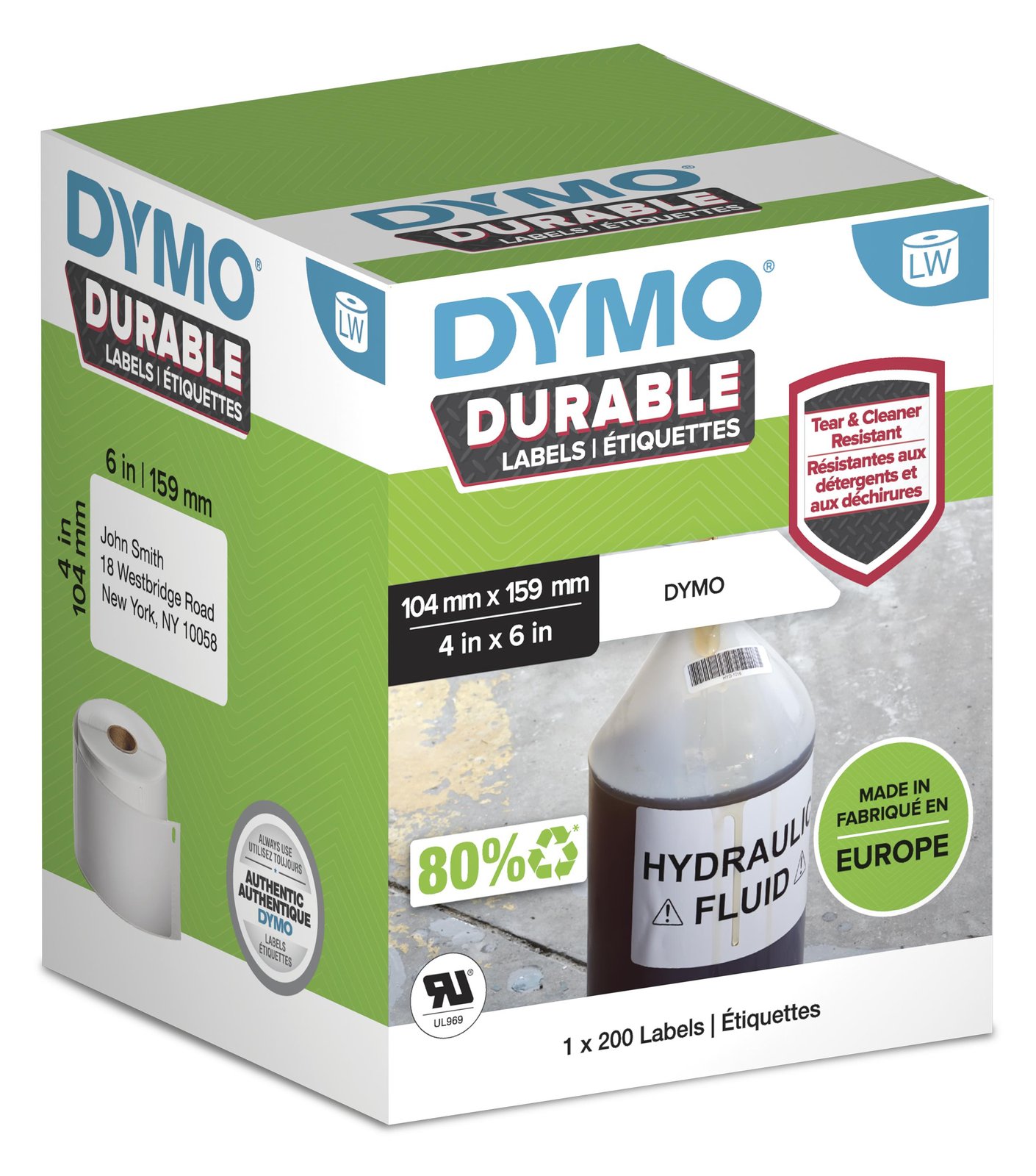 Dymo Polypropylen (PP) - permanenter Klebstoff - beschichtet - 104 x 159 mm 200 Etikett(en) (1 Rolle(n)