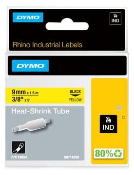 Dymo RhinoPRO Heat shrink tubing - Polyolefin - Schwarz auf Gelb - Rolle (0,9 cm x 5,5 m)